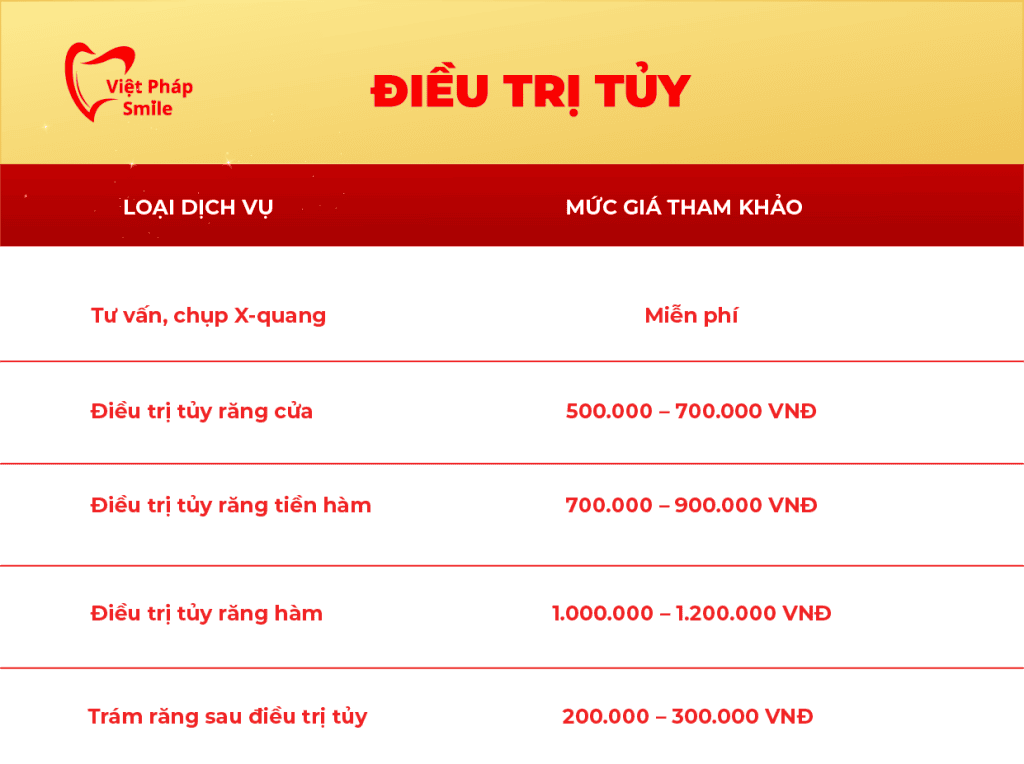 Điều trị tủy 2 Bảng giá điều trị tủy tại Nha khoa Việt Pháp Smile
